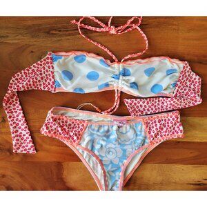 OndadeMar Vintage S 2 Pc Swimwear Polka Dot Striped Floral Leopard Print Bikini